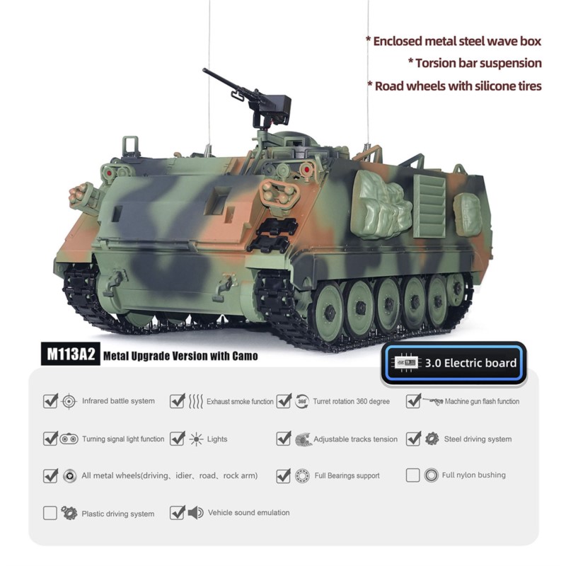 Czołg RC 1/16 M2412-C M113A2 A – Rc Hobby Tank recenzja i cena